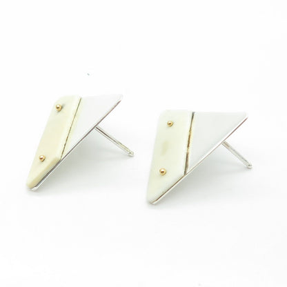 VICTOR ALFARO 925 Sterling Silver Vintage Triangle Modernist Earrings