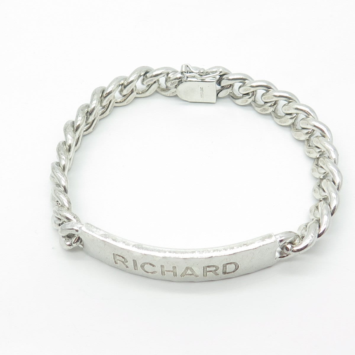 FORSTNER Sterling Silver Vintage Engraved "Richard" Solid 61.3g ID Bracelet 8"