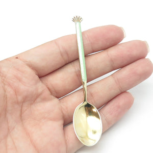 AKSEL HOLMSEN 925S Sterling & Gold Plated Vintage Norway Enamel Coffee Spoon