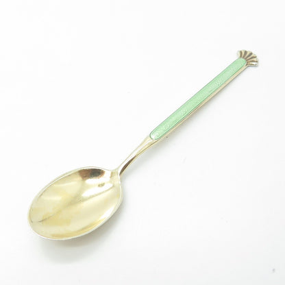 AKSEL HOLMSEN 925S Sterling & Gold Plated Vintage Norway Enamel Coffee Spoon