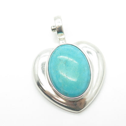 ESPO SIG Joseph Esposito Sterling Silver Vintage Turquoise Heart Snap Pendant