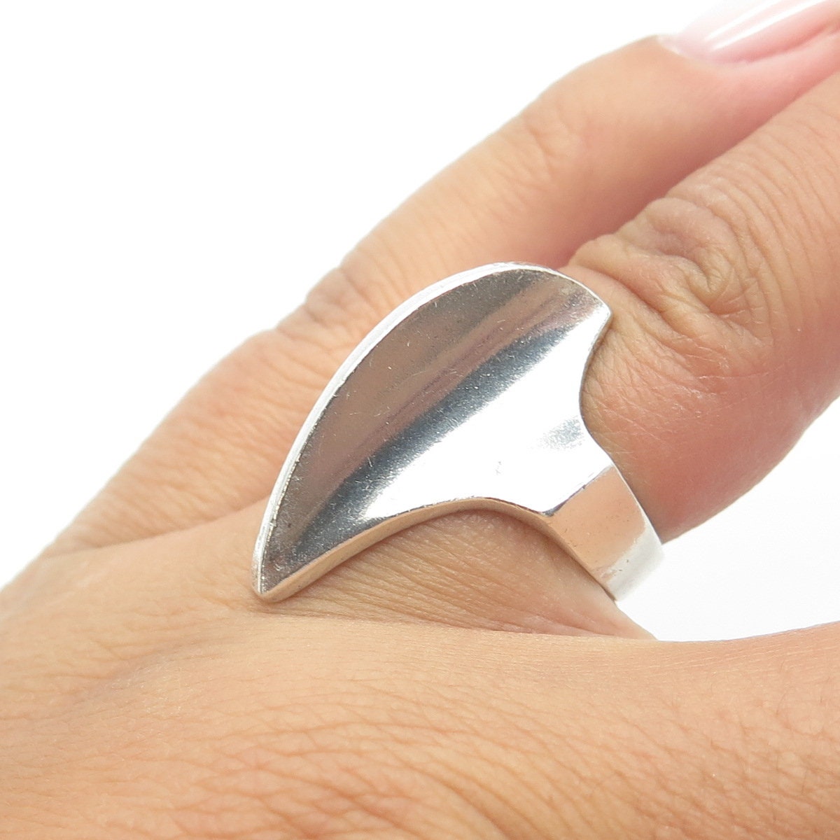 925 Sterling Silver Vintage Modernist Ring Size 5.25