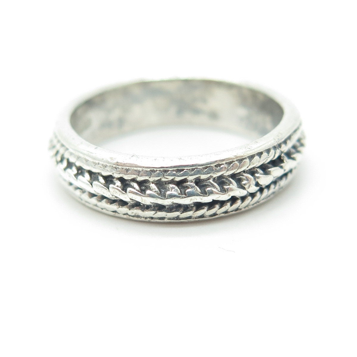 925 Sterling Silver Vintage Woven Rope Band Ring Size 5.75