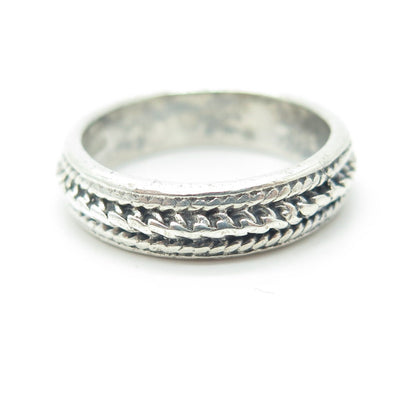 925 Sterling Silver Vintage Woven Rope Band Ring Size 5.75