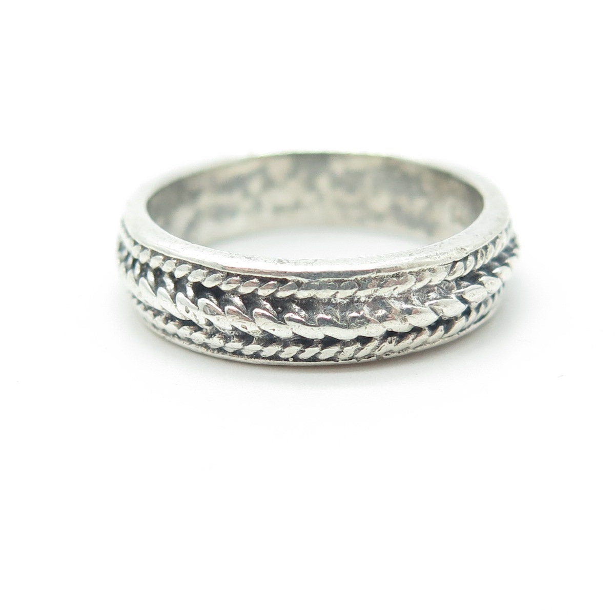 925 Sterling Silver Vintage Woven Rope Band Ring Size 5.75