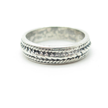 925 Sterling Silver Vintage Woven Rope Band Ring Size 5.75
