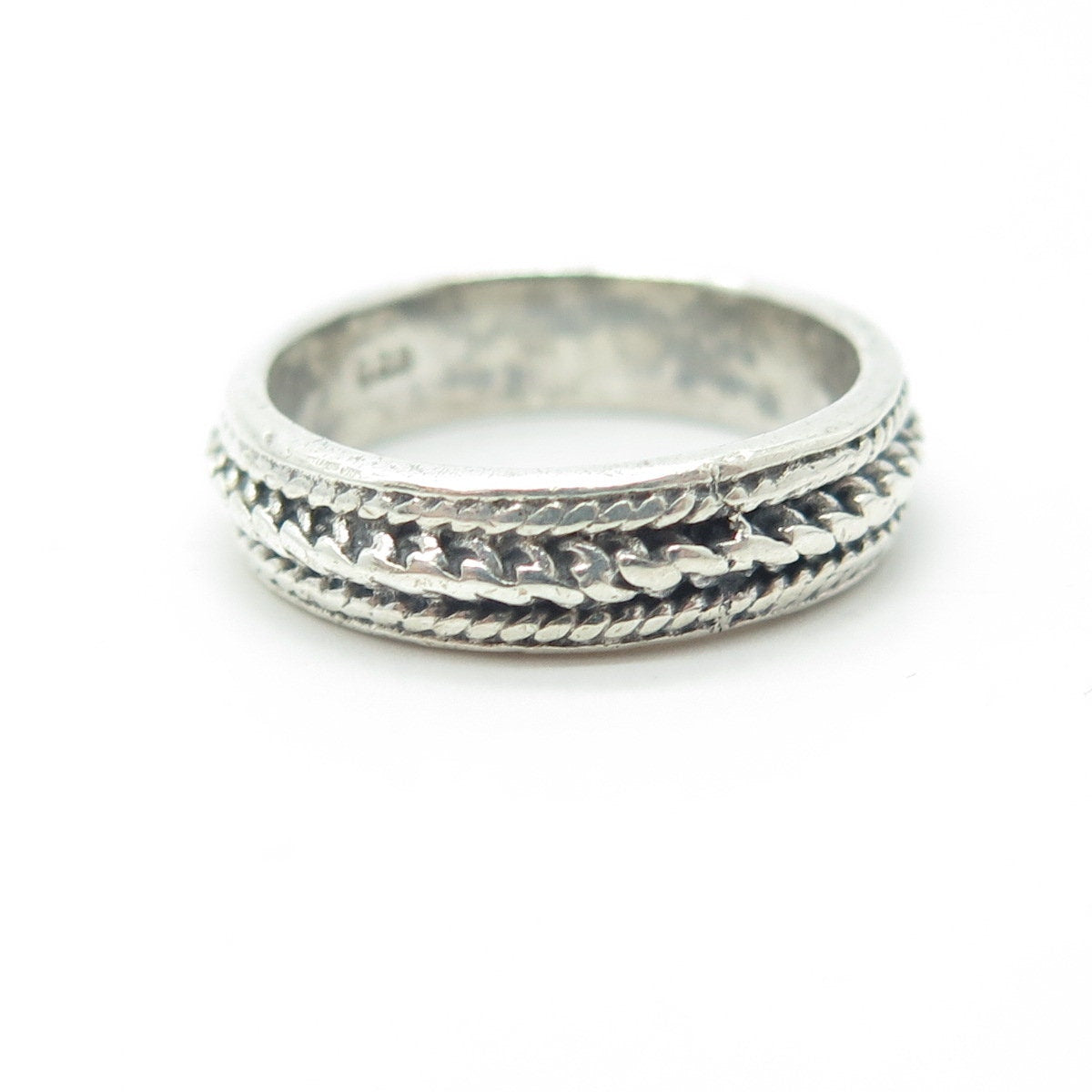 925 Sterling Silver Vintage Woven Rope Band Ring Size 5.75