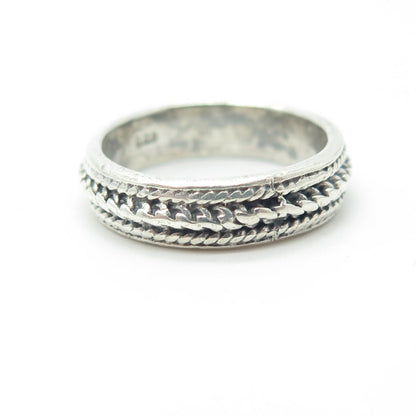 925 Sterling Silver Vintage Woven Rope Band Ring Size 5.75