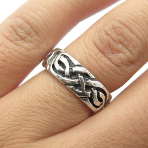 925 Sterling Silver Vintage Celtic Knot Band Ring Size 6