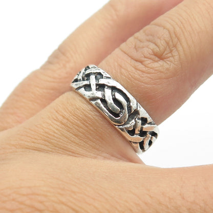 925 Sterling Silver Vintage Celtic Knot Band Ring Size 6