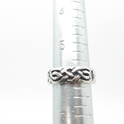 925 Sterling Silver Vintage Celtic Knot Band Ring Size 6