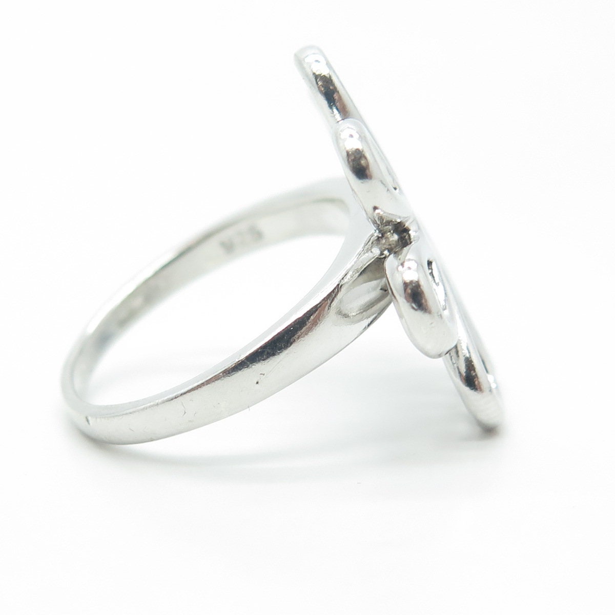 925 Sterling Silver Floral Swirl Cocktail Ring Size 8.5