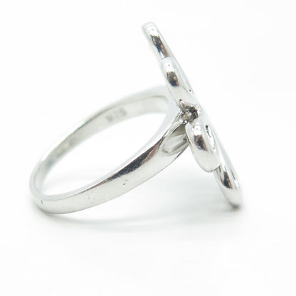 925 Sterling Silver Floral Swirl Cocktail Ring Size 8.5