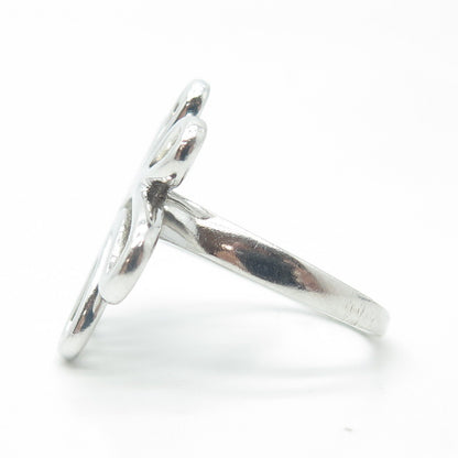 925 Sterling Silver Floral Swirl Cocktail Ring Size 8.5