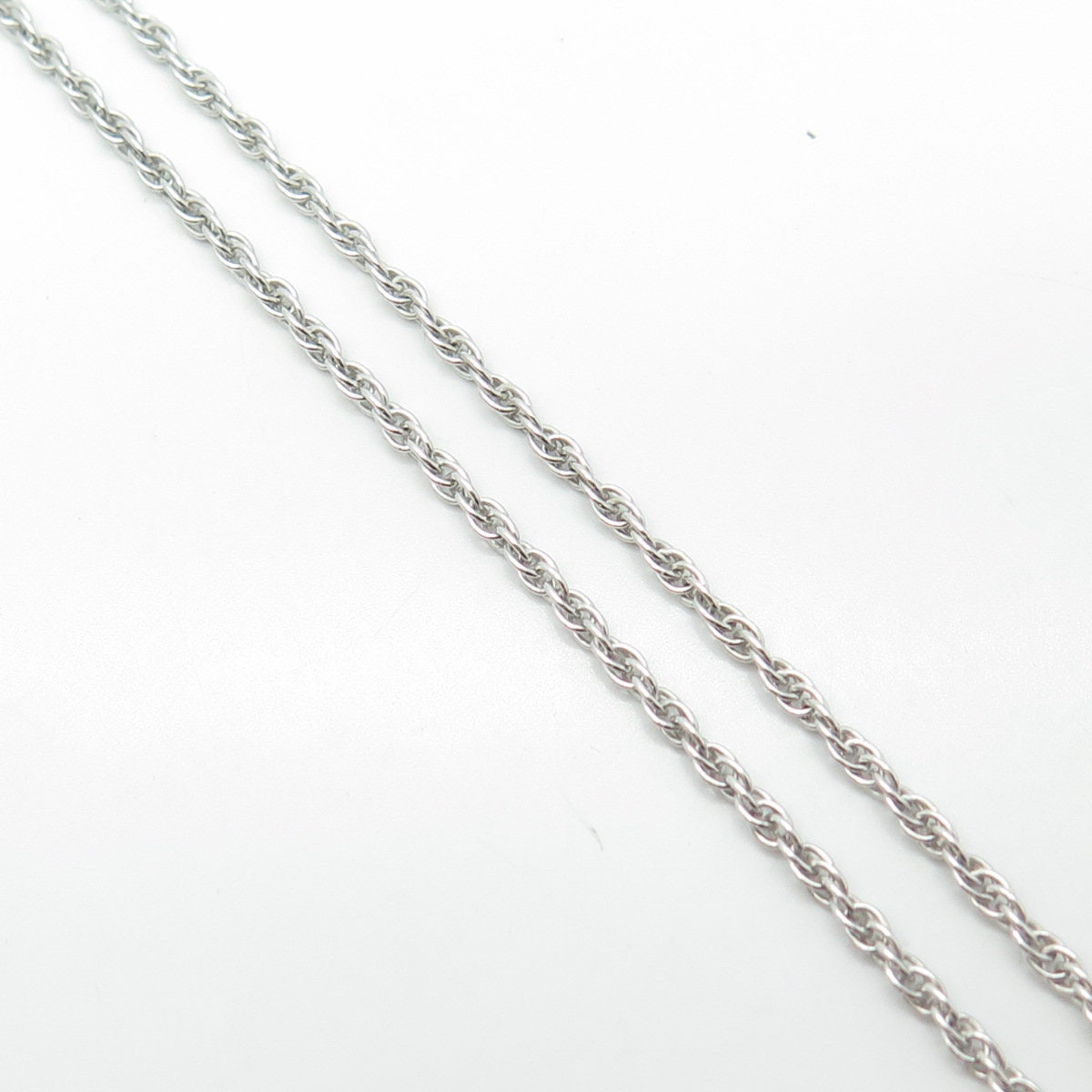 925 Sterling Silver Onyx & Rhinestone Filigree Double Cable Chain Necklace 18"
