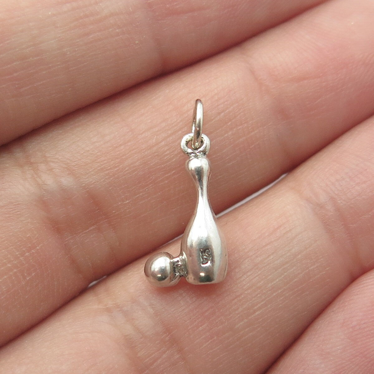 925 Sterling Silver Vintage Bowling Ball & Pin Charm Pendant