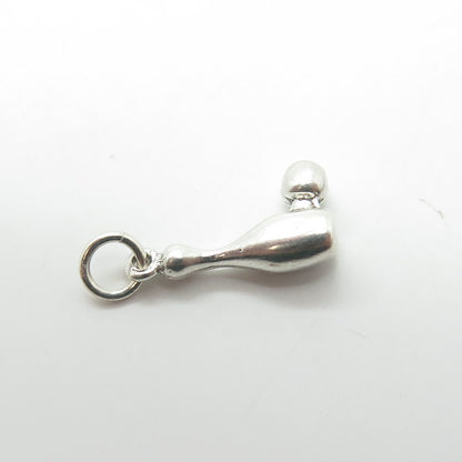 925 Sterling Silver Vintage Bowling Ball & Pin Charm Pendant