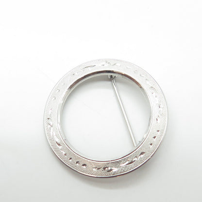 MARVEL JEWELRY 925 Sterling Silver Vintage Engraved Circle Pin Brooch