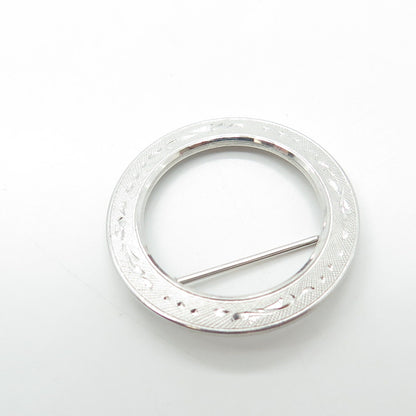 MARVEL JEWELRY 925 Sterling Silver Vintage Engraved Circle Pin Brooch