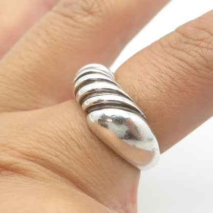 BEE 925 Sterling Silver Vintage Twisted Ribbed Dome Ring Size 6.5