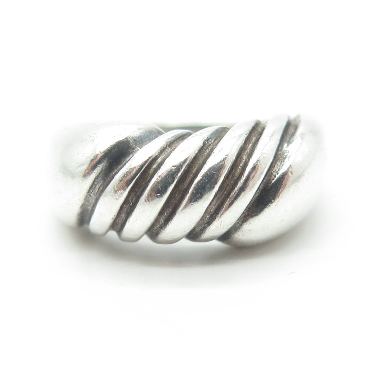 BEE 925 Sterling Silver Vintage Twisted Ribbed Dome Ring Size 6.5