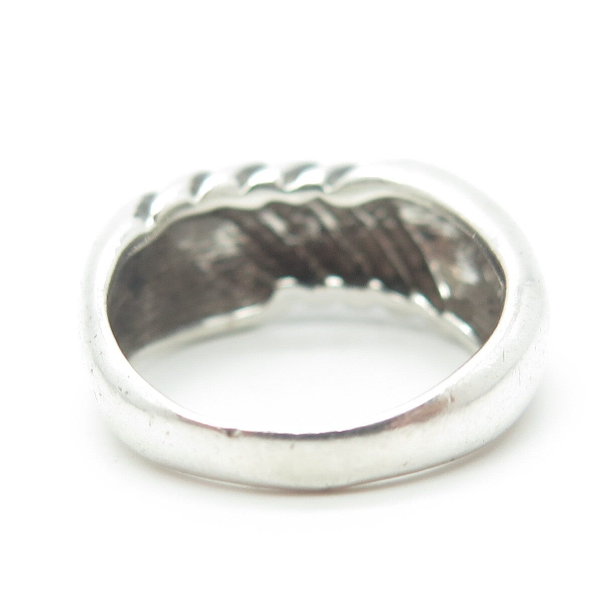 BEE 925 Sterling Silver Vintage Twisted Ribbed Dome Ring Size 6.5