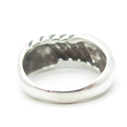 BEE 925 Sterling Silver Vintage Twisted Ribbed Dome Ring Size 6.5