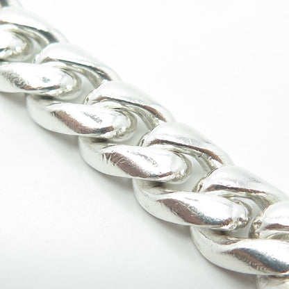 925 Sterling Silver Vintage Mexico Solid 96.9g ID Cuban Link Bracelet 8"