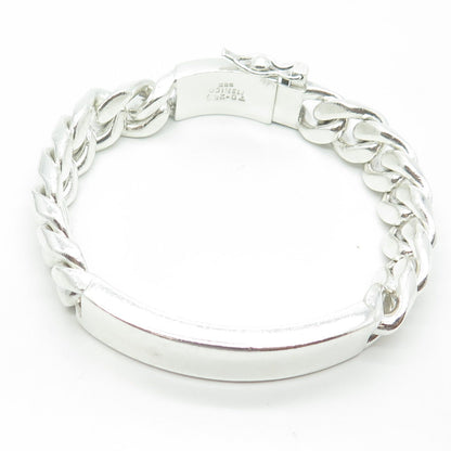 925 Sterling Silver Vintage Mexico Solid 96.9g ID Cuban Link Bracelet 8"