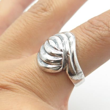 CHAPAL ZENRAY 925 Sterling Silver Vintage Ribbed Bypass Ring Size 8