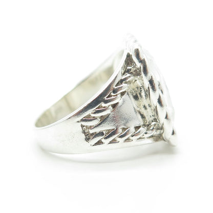 CHAPAL ZENRAY 925 Sterling Silver Vintage Hammered Finish Square Ring Size 7.25