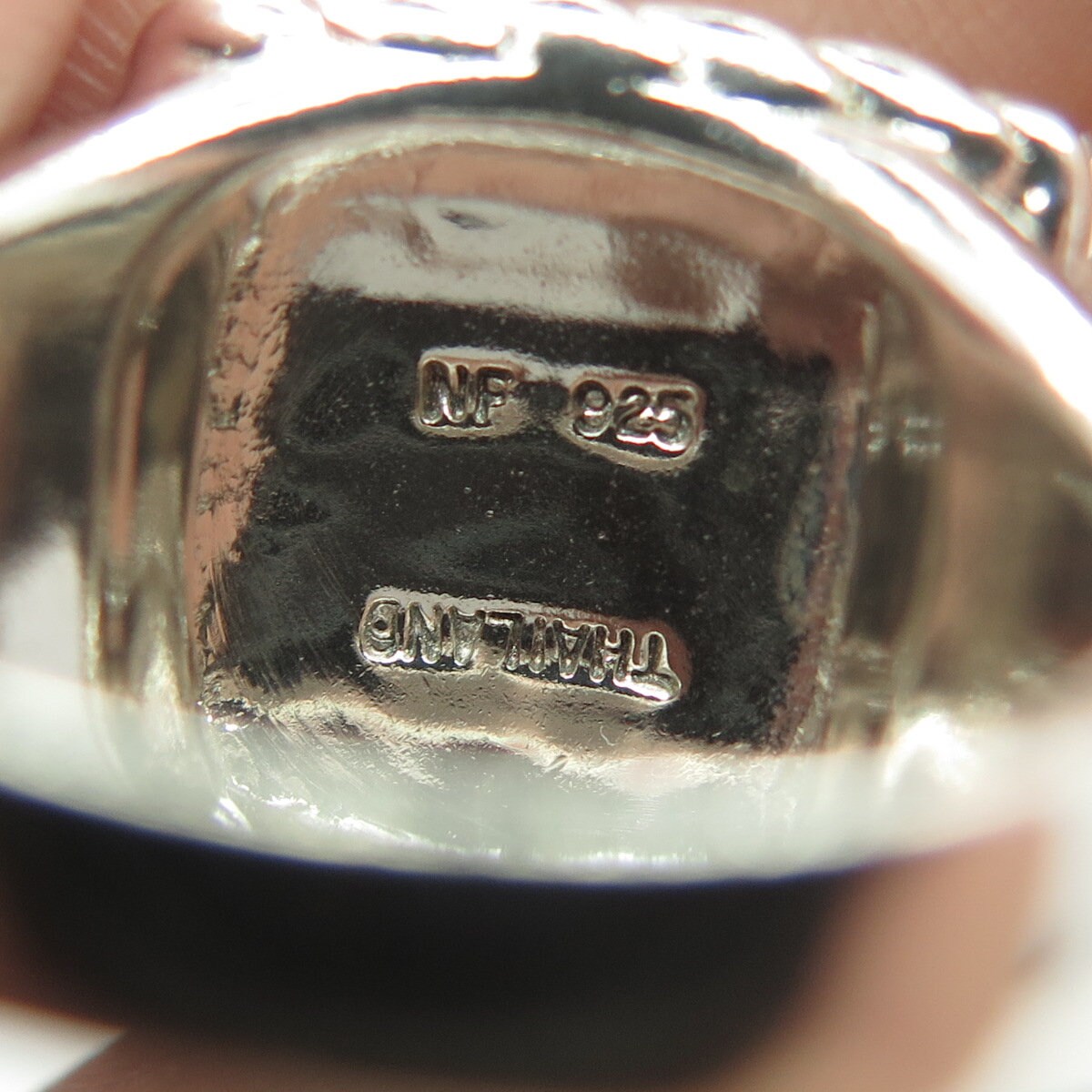 CHAPAL ZENRAY 925 Sterling Silver Vintage Hammered Finish Square Ring Size 7.25