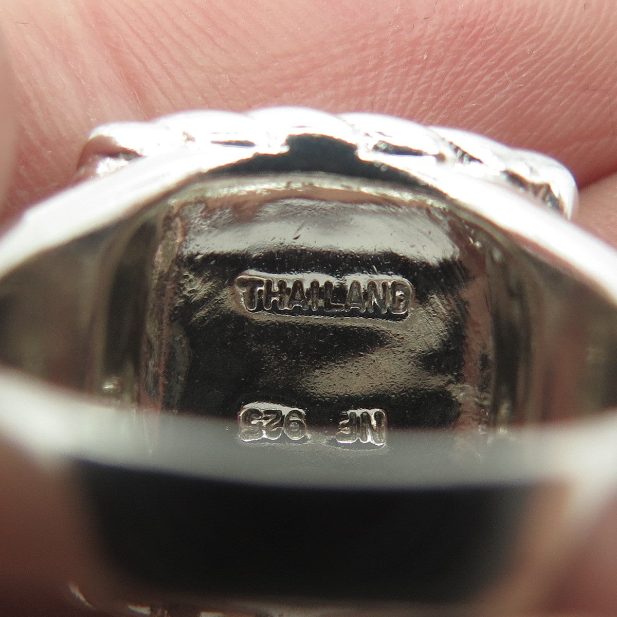 CHAPAL ZENRAY 925 Sterling Silver Vintage Hammered Finish Square Ring Size 7.25