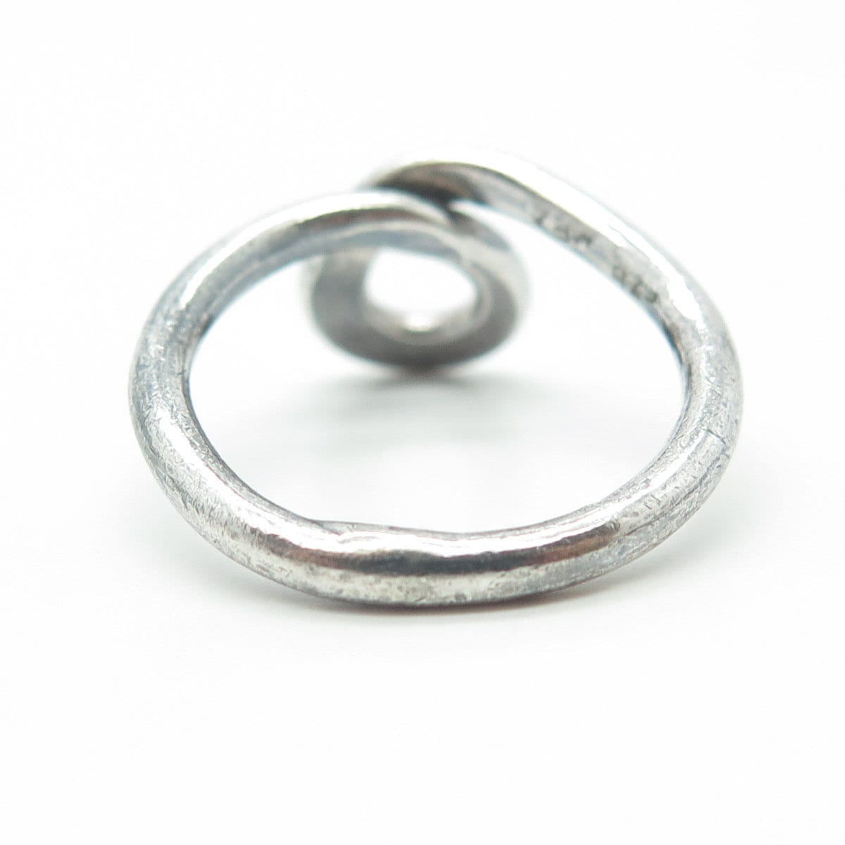 925 Sterling Silver Vintage Mexico Modernist Twisted Hook Ring Size 8.25