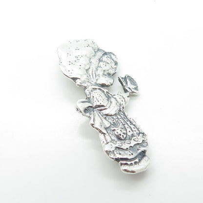PRECIOUS MOMENTS Sterling Silver Vintage Collectable Baby Girl Butterfly Brooch
