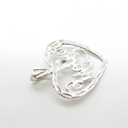 925 Sterling Silver Antique Art Deco "Mother" Heart Pendant