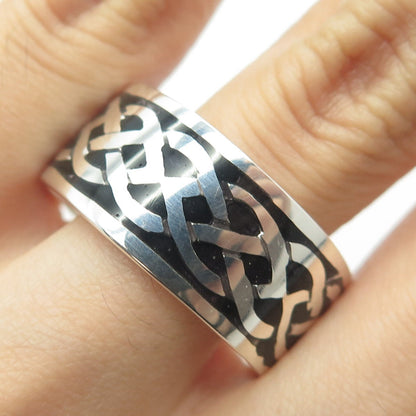 925 Sterling Silver Enamel Celtic Band Size 15