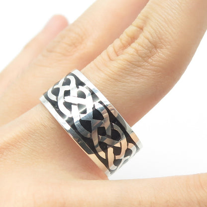 925 Sterling Silver Enamel Celtic Band Size 15