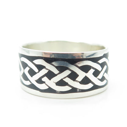 925 Sterling Silver Enamel Celtic Band Size 15