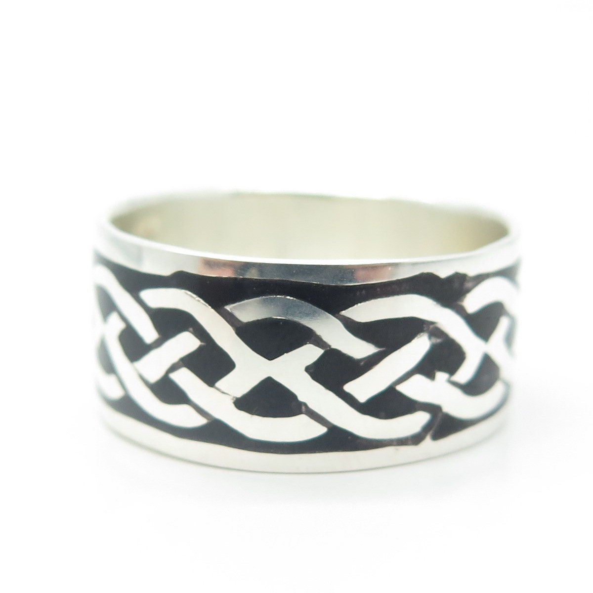 925 Sterling Silver Enamel Celtic Band Size 15