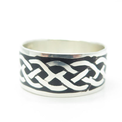 925 Sterling Silver Enamel Celtic Band Size 15