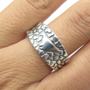 925 Sterling Silver Vintage Nugget Dinosaur Oxidized Band Ring Size 8.5