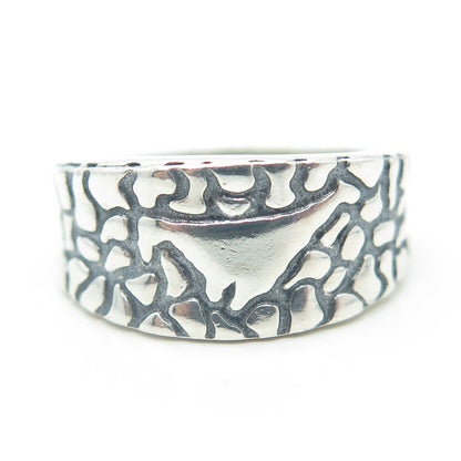 925 Sterling Silver Vintage Nugget Dinosaur Oxidized Band Ring Size 8.5