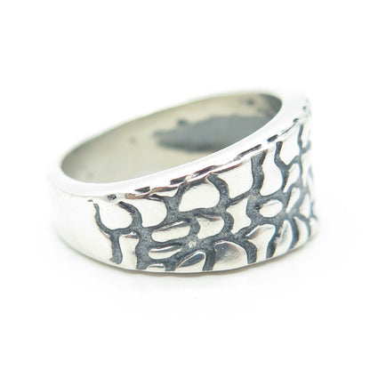 925 Sterling Silver Vintage Nugget Dinosaur Oxidized Band Ring Size 8.5