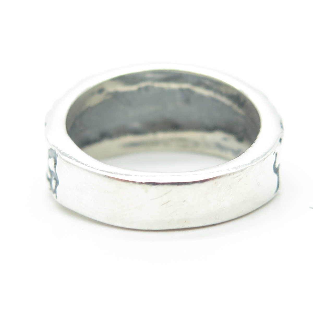 925 Sterling Silver Vintage Nugget Dinosaur Oxidized Band Ring Size 8.5
