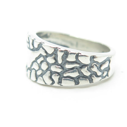 925 Sterling Silver Vintage Nugget Dinosaur Oxidized Band Ring Size 8.5