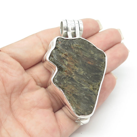 925 Sterling Silver Vintage Real Rutilated Quartz Gem Stone Form Openable Box