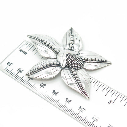 DUARTE 925 Sterling Silver Vintage Dogwood Flower Beaded Pin Brooch