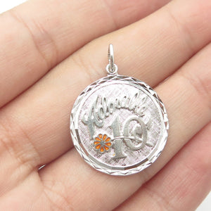 GRIFFITH & SONS CO. 925 Sterling Silver Vintage Enamel Adorable 10 Round Pendant