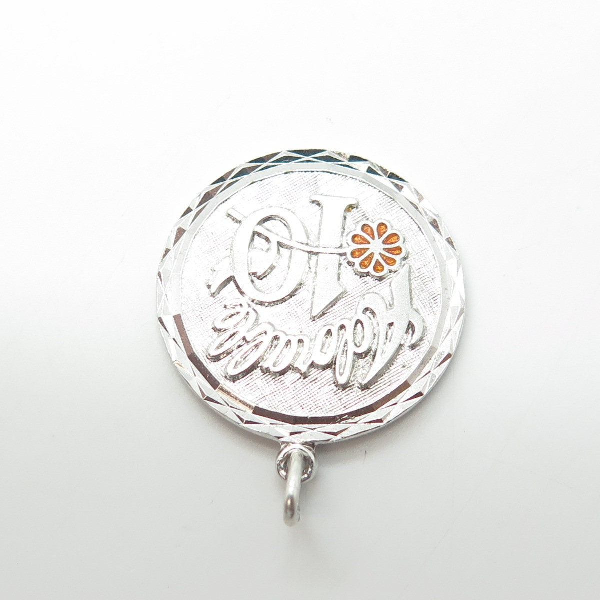 GRIFFITH & SONS CO. 925 Sterling Silver Vintage Enamel Adorable 10 Round Pendant